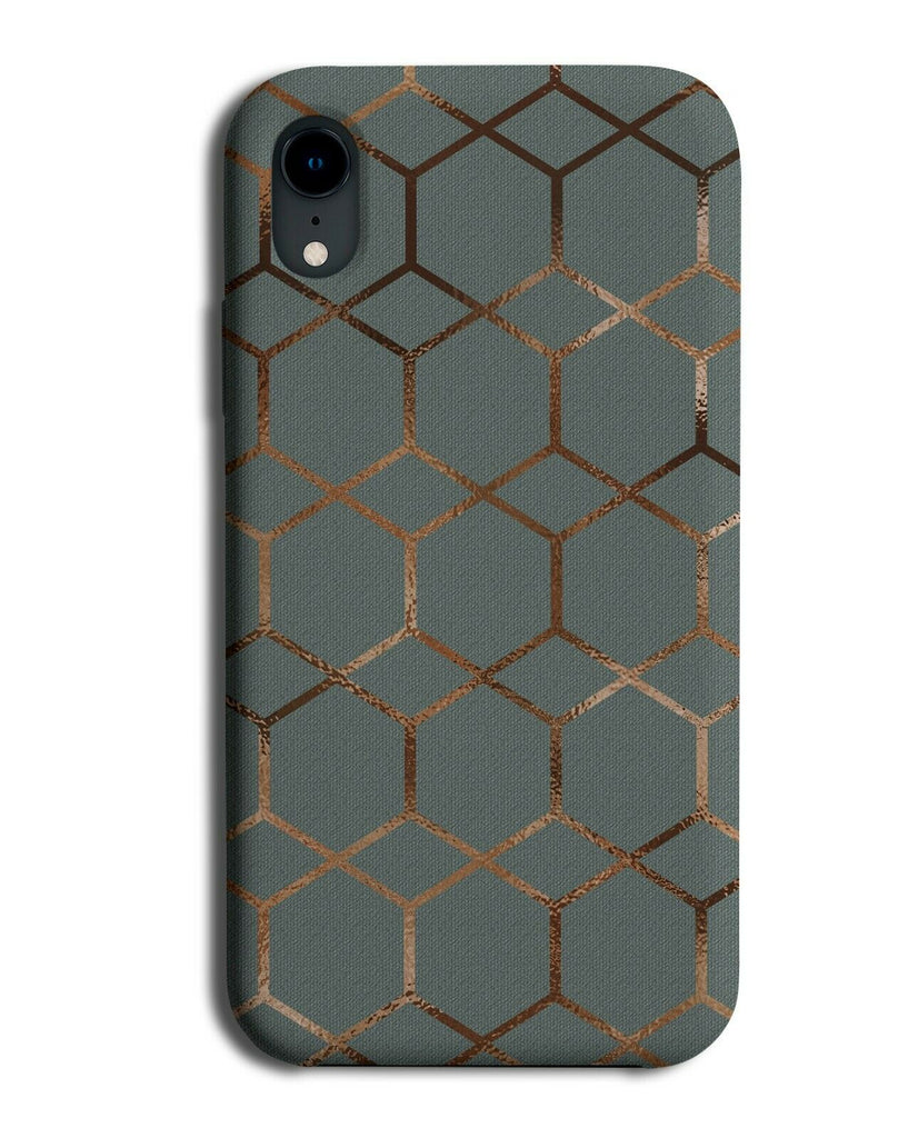 Dark Green and Rose Golden Geometric Phone Case Cover Gold Lines Colours F872
