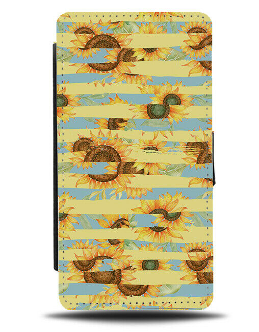 Abstract Flower Art Sunflower Flip Wallet Case Sunflowers Stripes Floral F937