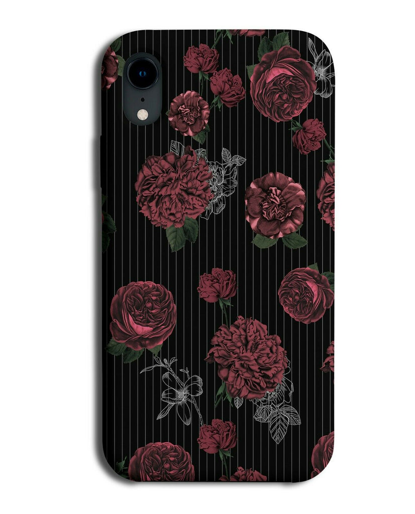 Black With Red Roses Floral Phone Case Cover Flowers And Rose Gothic Girly G836