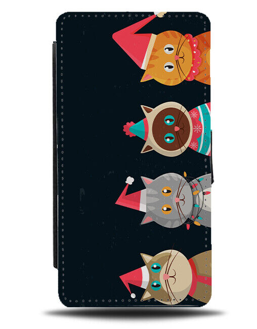 Christmas Cat Flip Wallet Case Cats Kats Kat Cartoon Xmas Kitten Pet Pets N669