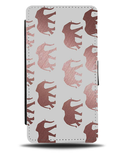 Rose Gold Elephants Flip Cover Wallet Phone Case Pattern Elephant Safari C208