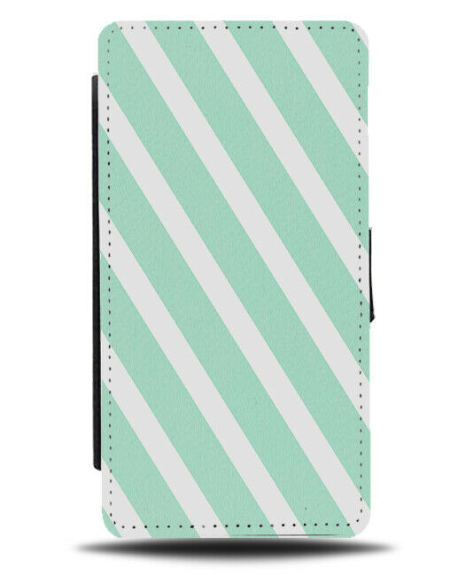 Mint Green and White Stripey Pattern Flip Cover Wallet Phone Case Stripes i866