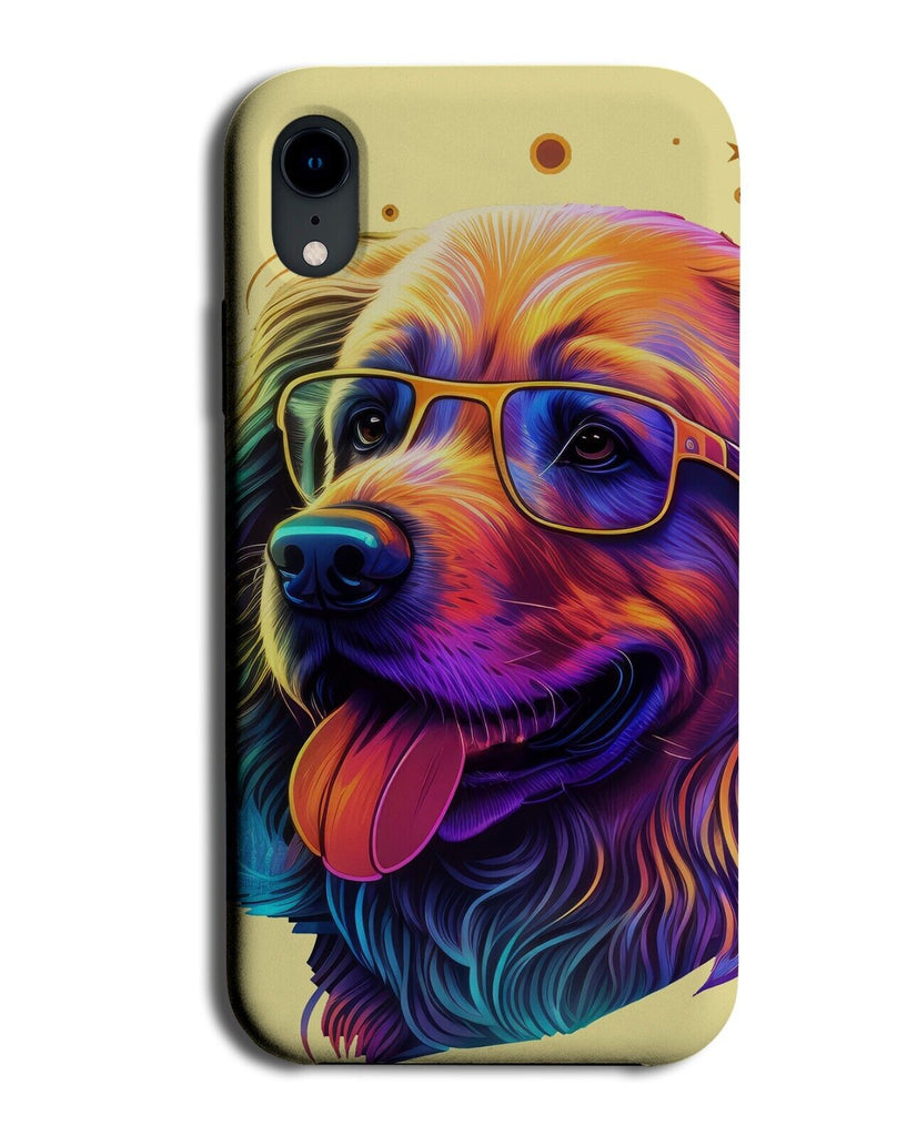 Colourful Golden Retriever Artwork Phone Case Cover Art Painting Geek Nerdy BH01