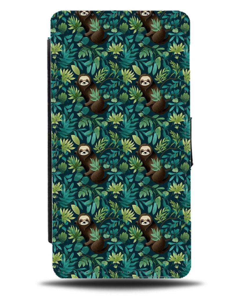 Sloths In The Trees Pattern Flip Wallet Case Sloth Jungle Bears Forrest CG27