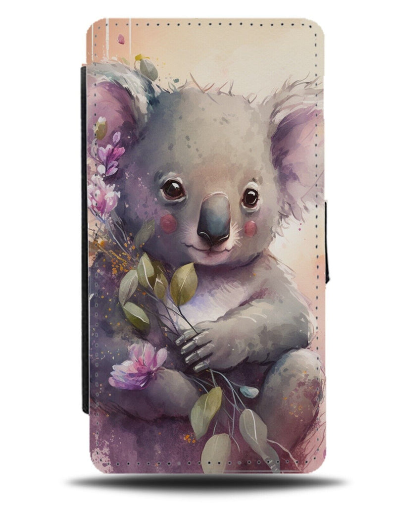 Oil Painting Koalas Flowers Flip Wallet Case Flower Floral Painting Art AV41