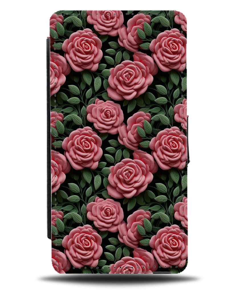 Pink Roses Patterning Flip Wallet Case Pattern Flowers Rose Light Baby CJ72