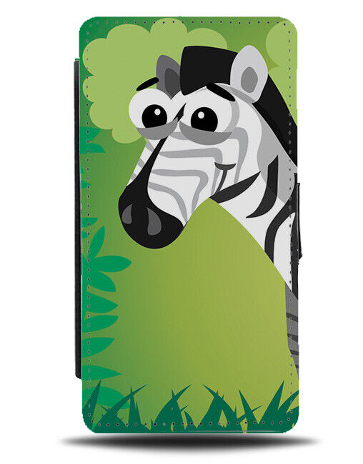 Zebra Cartoon With Large Eyes Flip Wallet Case Big Illustration Zebras K476