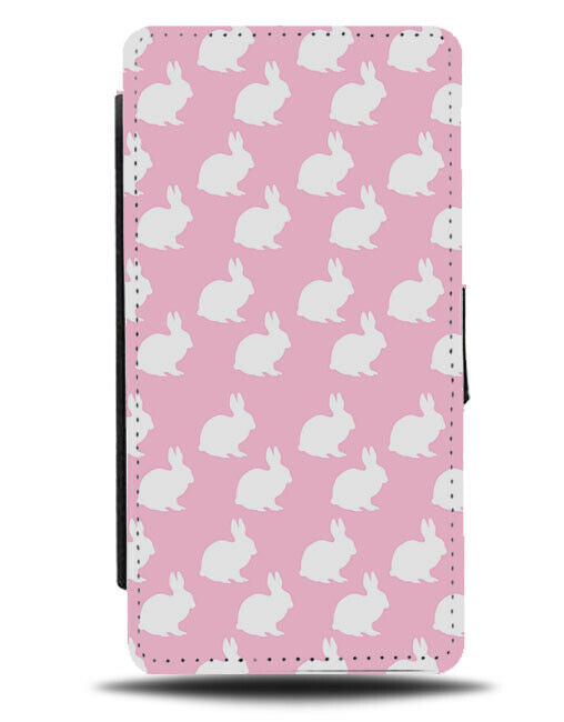 Pink White Kids Rabbit Pattern Flip Cover Wallet Phone Case Bunnies Rabbits C137