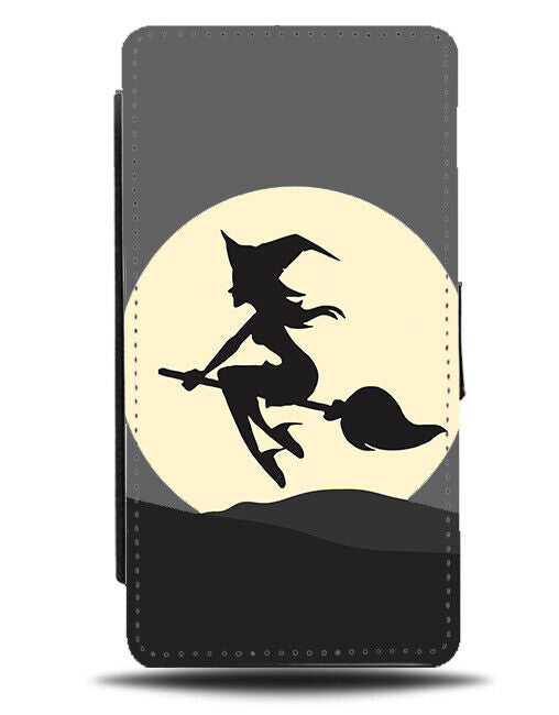 Flying Witch In The Moonlight Flip Wallet Case Moon Witches Broomstick N504