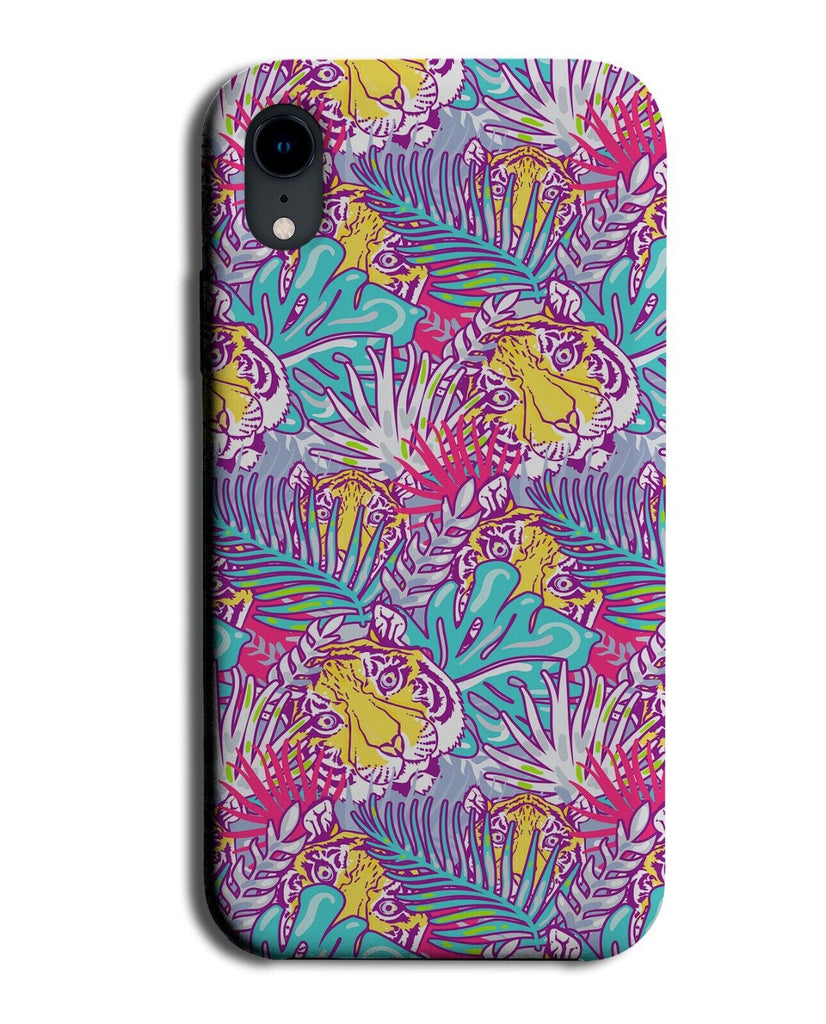 Colourful Jungle Tigers In Leaves Phone Case Cover Tiger Jungle Neon Retro CV97