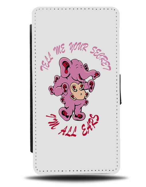 Funny Elephant Flip Wallet Phone Case Secret Secrets Quote Girly Gossip E174