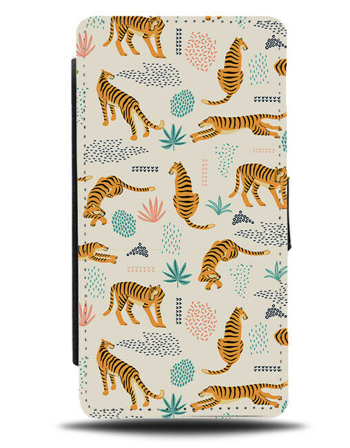 Cream Coloured Tiger Drawing Flip Wallet Case Tigers Picture Photo Image H030