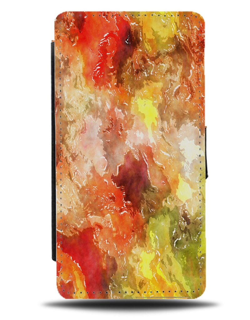 Autumn Colours Flip Wallet Case Orange Watercolour Oil Painting Red Yellow CE25