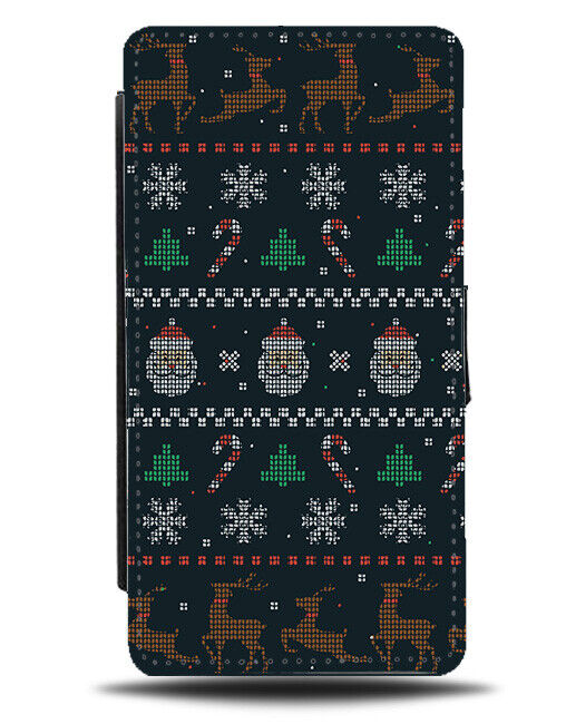 Ugly Christmas Sweater Design Flip Wallet Case Xmas Pattern Jumper Vintage N719