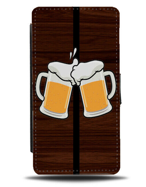 Cheers The Beers Flip Cover Wallet Phone Case Mens Dads Boys Beer Glass B658