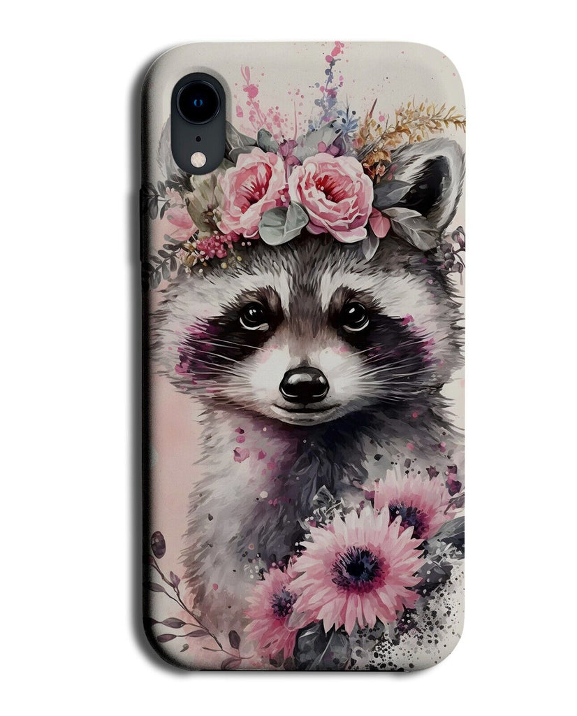 Racoons In Flower Crown Phone Case Cover Floral Boho Watercolor Racoon Face BD06
