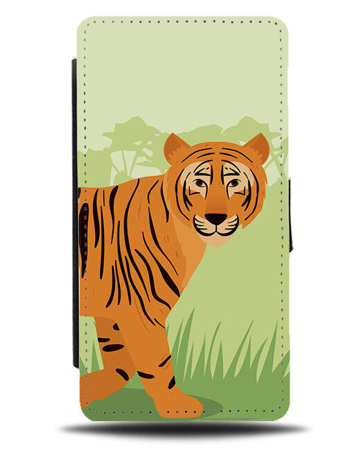 Kids Tiger Cartoon Flip Wallet Case Tigers Illustration Jungle Childs K354