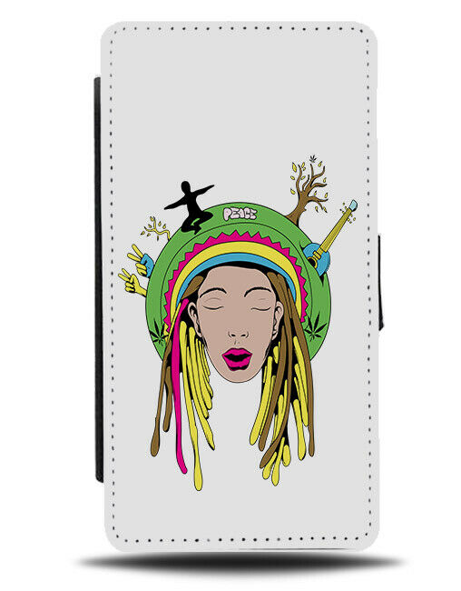 Rastafarian Cartoon Flip Wallet Phone Case Woman Jamaica Jamaican Hat Wig E183
