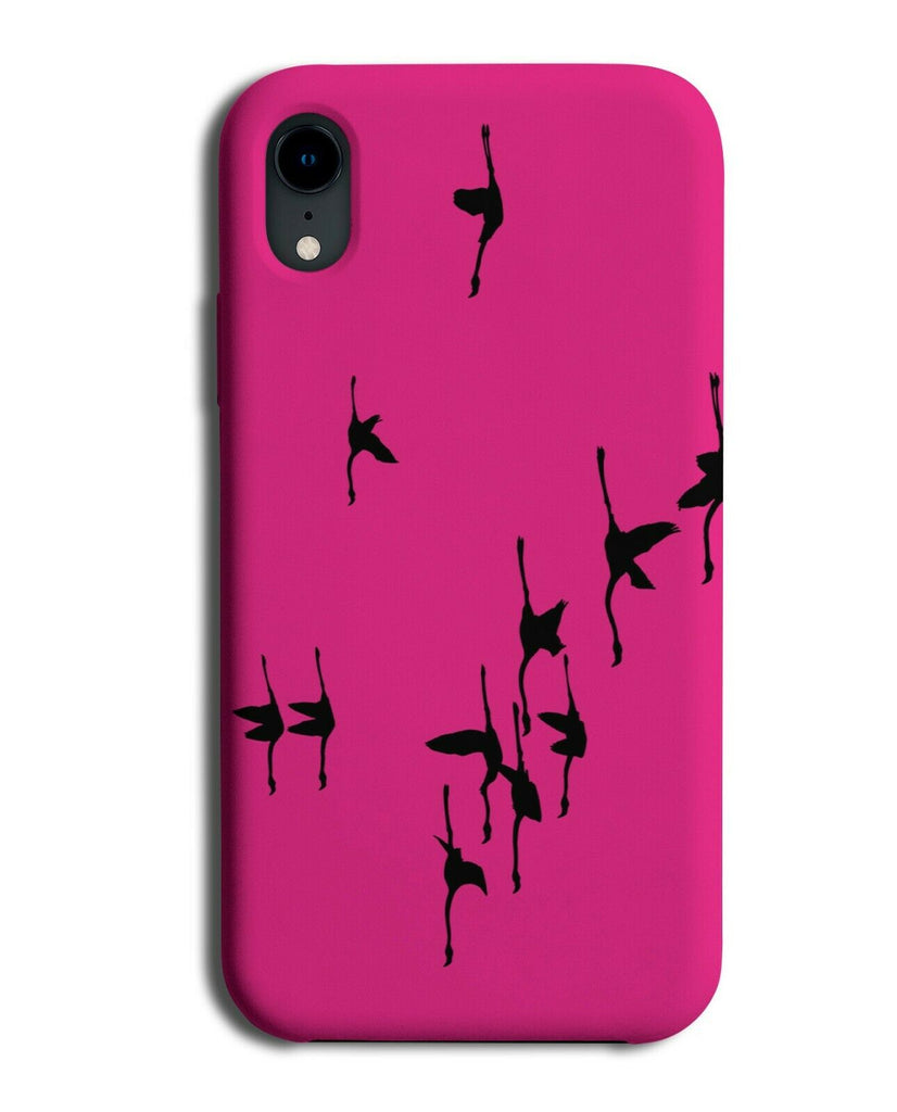 Flock Of Flamingos Flying Phone Case Cover Hot Pink Flamingos Silhouette A250