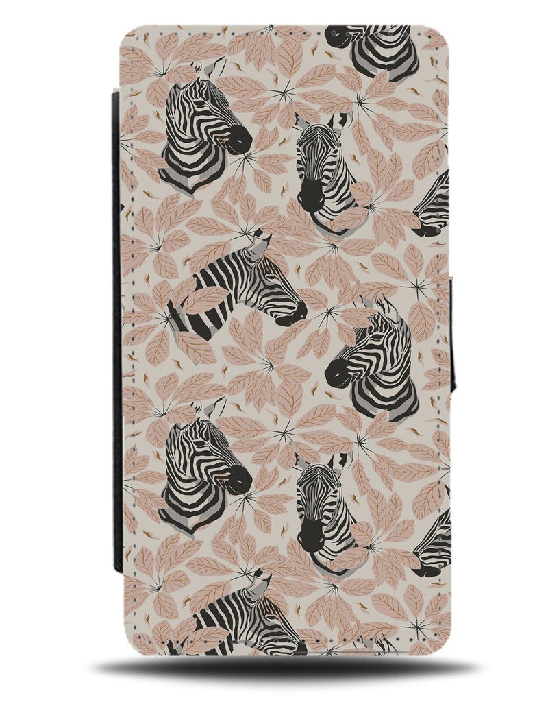 Retro Floral Zebra Faces Flip Wallet Case Pattern Zebras Head Heads Flowers CD14