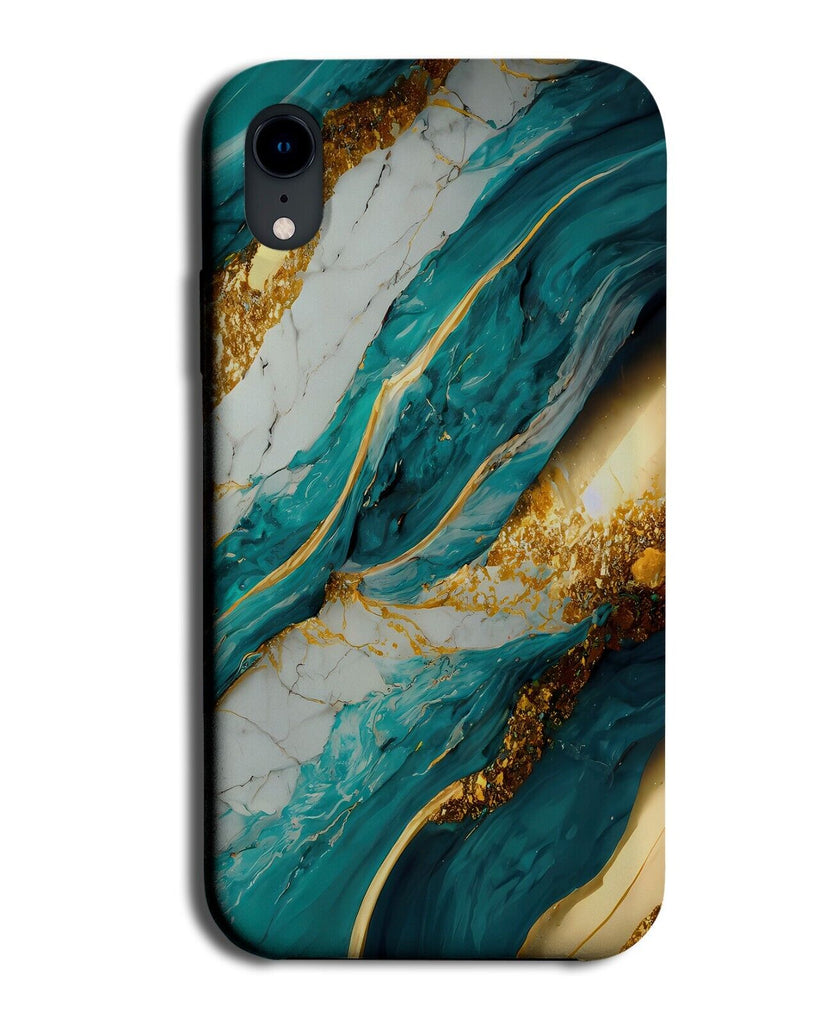 Turquoise Green and Gold Marble Phone Case Cover Glitter Printed Effect CX69