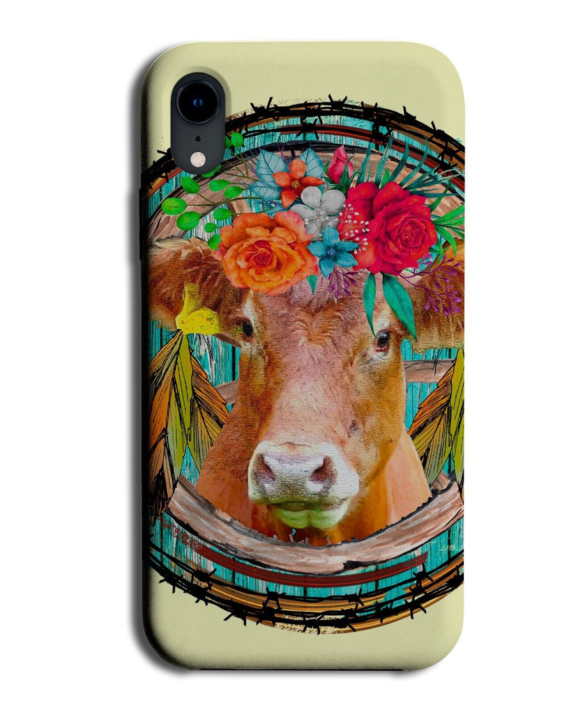 Cow In Flower Crown Phone Case Cover Funny Novelty King Queen Animal Yellow BG44