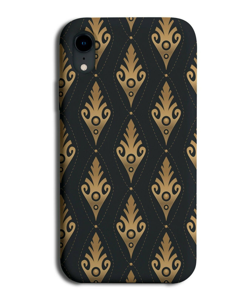 Black & Gold Floral Stencilling Phone Case Cover Stencils Flowery Flowers H634