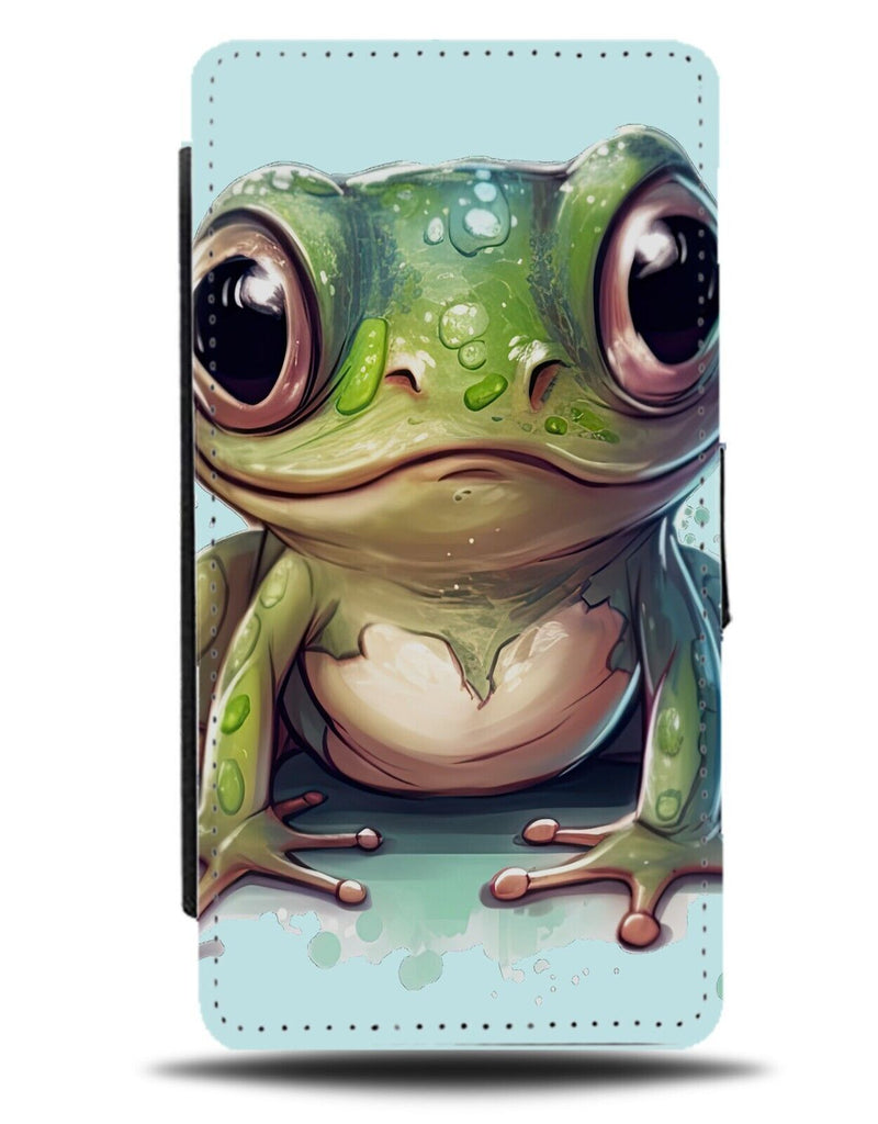 Cute Animated Frog With Large Eyes Flip Wallet Case Toad Toads Face Funny AP55