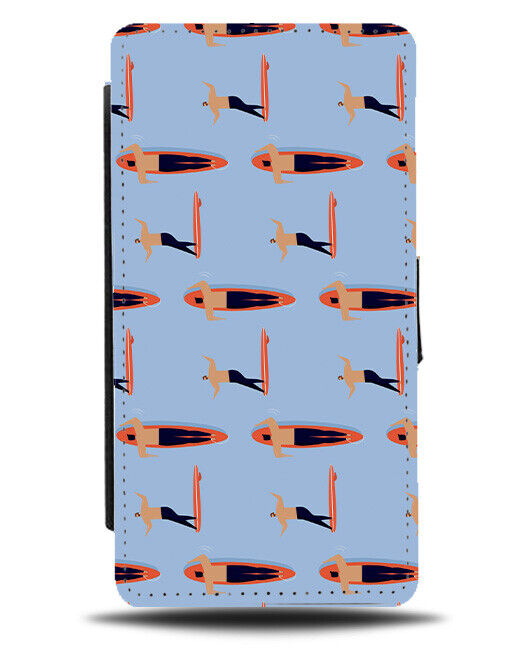 Surfing Pattern Flip Wallet Case Surfer Shapes Symbols Surfers Boarding K320