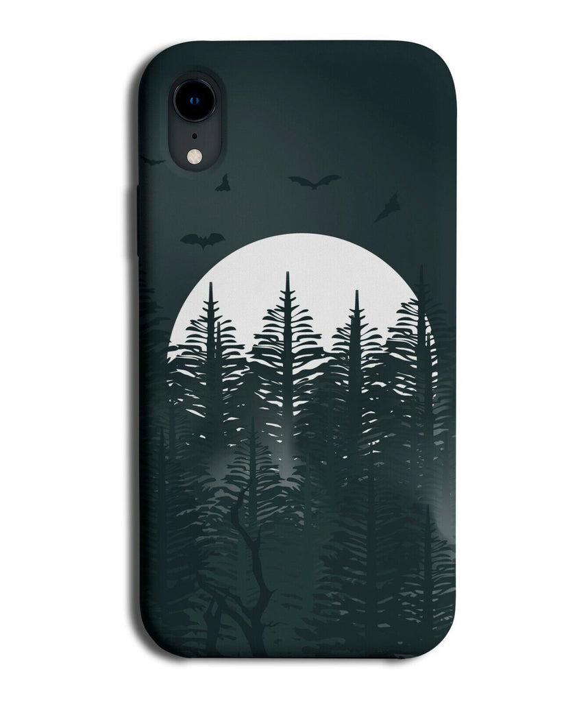 Full Moon Over The Trees Cartoon Phone Case Cover Spooky Tree Silhouette J012