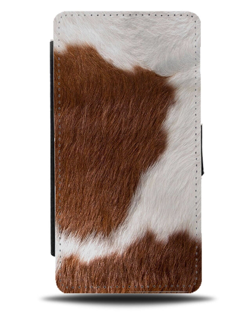 Brown and White Cow Hyde Flip Wallet Case Hydes Skin Print Pattern Cows AA44