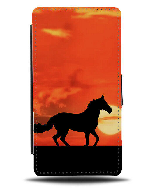 Sunset Horse Flip Cover Wallet Phone Case Sunrise Horses Gift Picture Photo B880