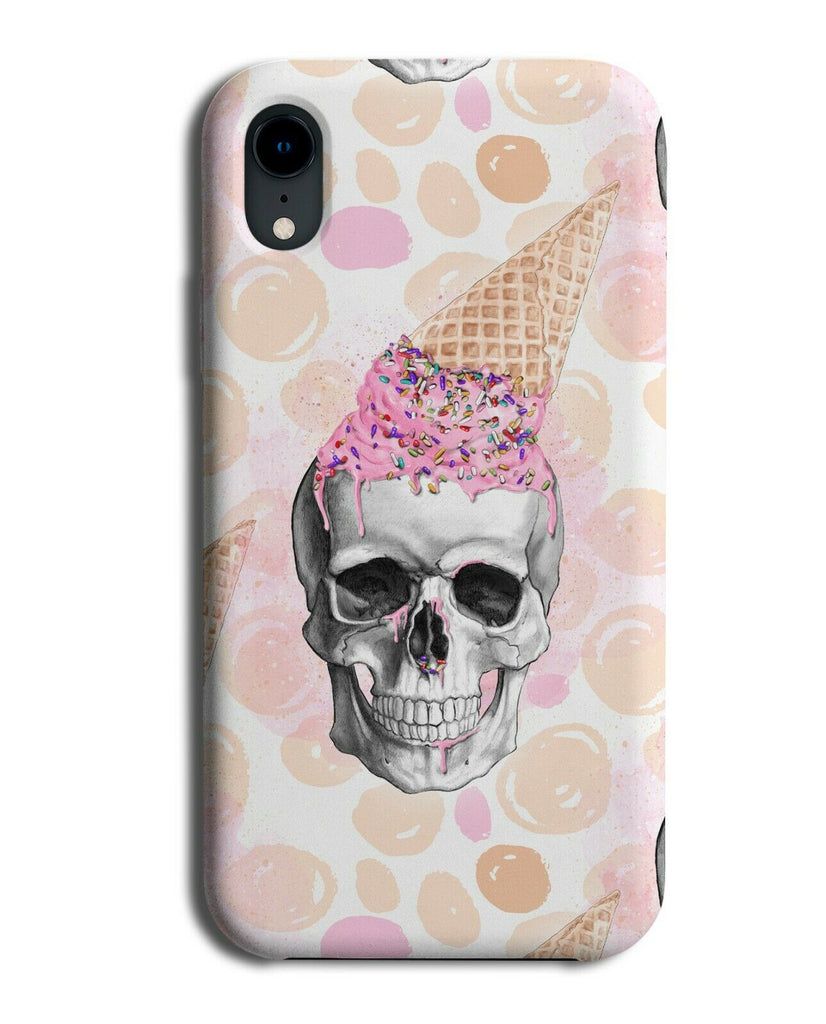 Large Womens Gothic Skull Face Phone Case Cover ice Cream Cone Cones Skulls F823
