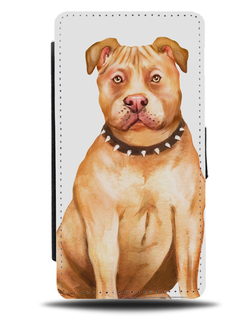 Beige American Pitbull Flip Wallet Case Pit Bull Dog Dogs Terrier Orange AB88