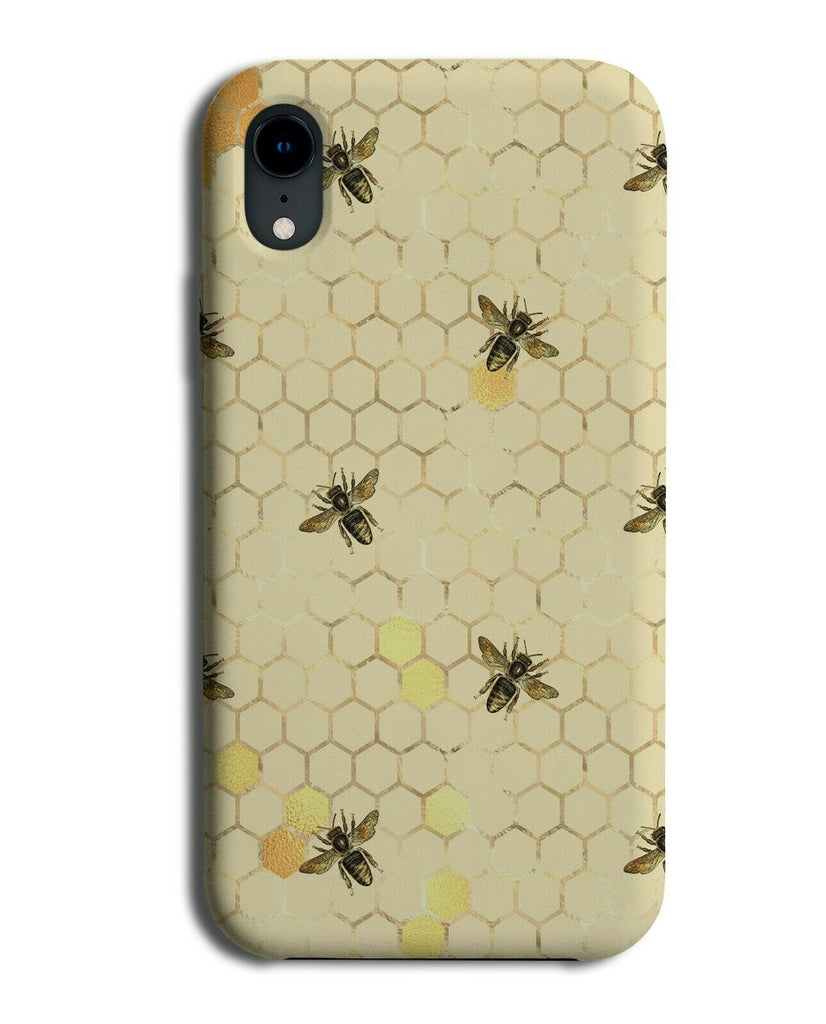 Wasps On Golden Honey Pattern Phone Case Cover Geometric Outlines Bee Bees G241