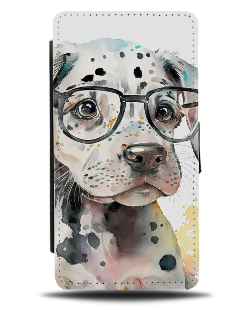 Watercolour Smart Dalmatian Flip Wallet Case Geek Nerd Dalmatians Dog Geeky AI27