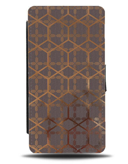 Rose Gold and Dark Brown Flip Wallet Case Shapes Outline Shaped Geometric F909