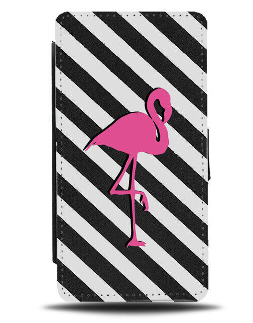 Black and White Flamingo Flip Cover Wallet Phone Case Flamingos Hot Pink B778