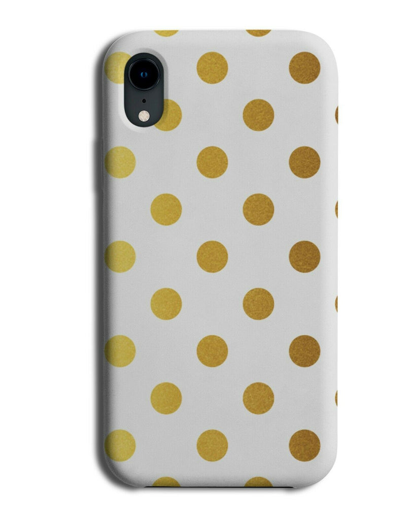 White and Golden Polka Dot Pattern Phone Case Cover Dots Spots Gold i583