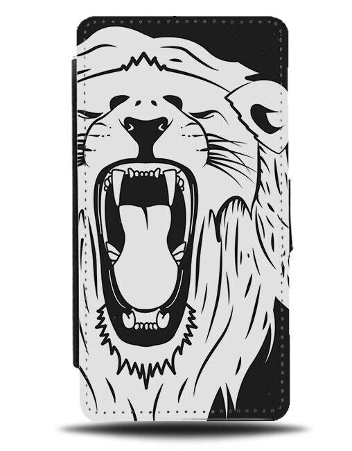 Roaring Lion Silhouette Shape Flip Wallet Case Head Face Lions Outline J698