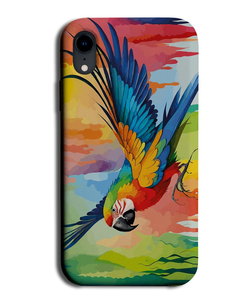 Colourful Macaw Parrot Oil Painting Print Phone Case Cover Parrots Flying DF14