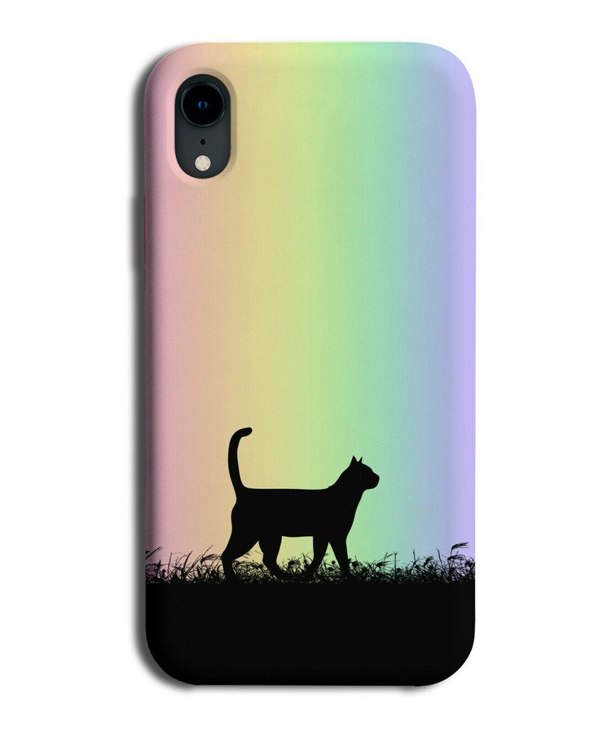 Cat Silhouette Phone Case Cover Cats Rainbow Colourful Kitten I078