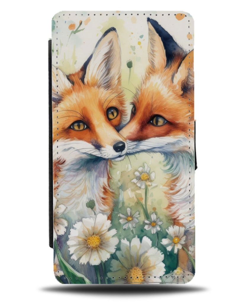 Cute Watercolour Foxes Flip Wallet Case Fox Couple Family Relationship Love BD82