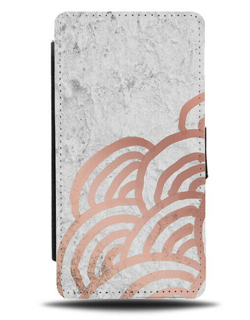 White Marble and Rose Gold Patterned Linings Flip Wallet Case Curves G332