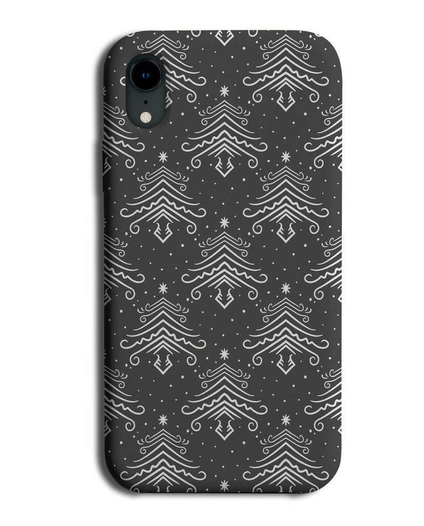 Dark Grey Christmas Trees Phone Case Cover Tree Xmas Shapes Symbols Outline H787