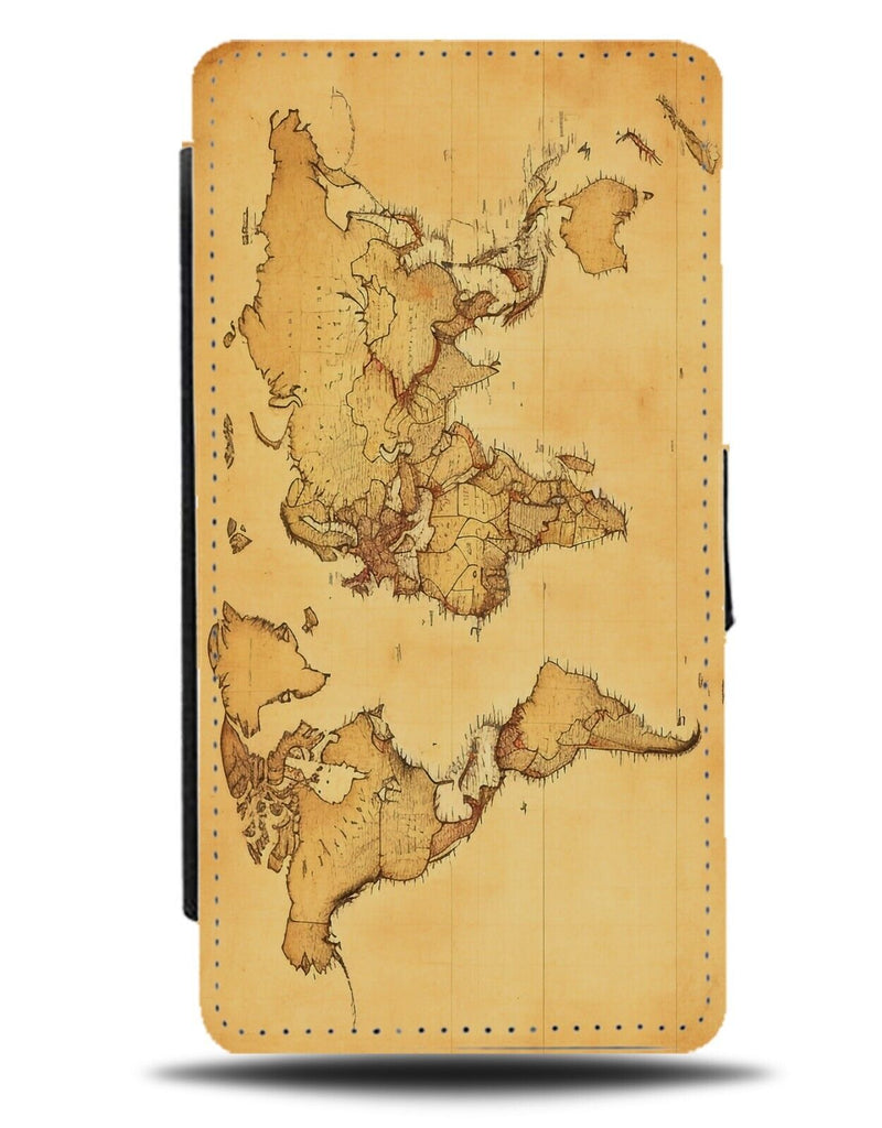Vintage World Map Flip Wallet Case Treasure Maps Design Nautical Atlas DD95