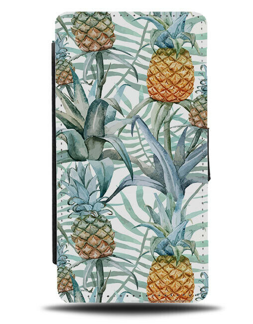 Exotic Pineapples Pattern Flip Wallet Case Print Pineapple Fruit Retro G982