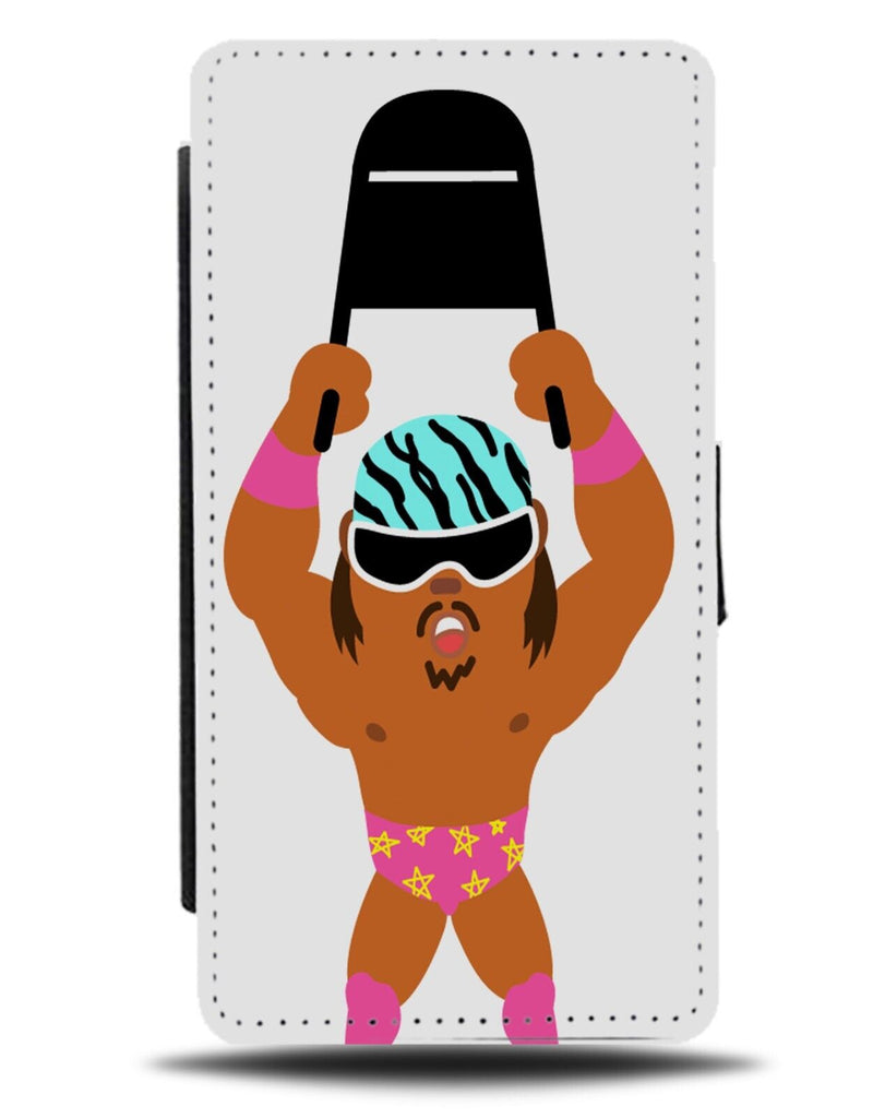 Funny Professional Wrestler With Steel Chair Cartoon Flip Wallet Case 80s DG96