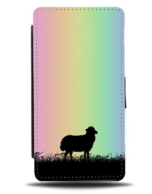 Sheep Silhouette Flip Cover Wallet Phone Case Lamb Lambs Rainbow Colourful I100