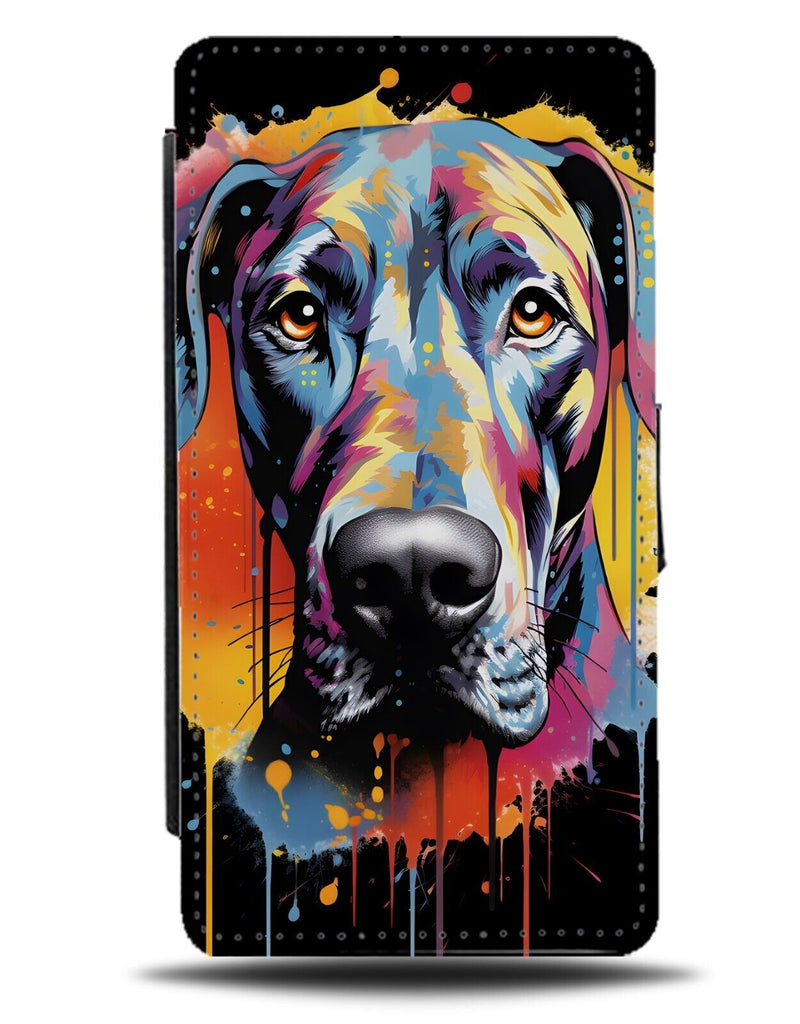 Colourful Great Dane Artwork Flip Wallet Case Graffiti Danes Face Head Dog DA54